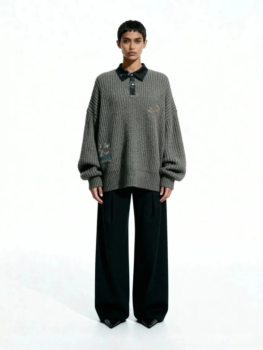 Knitted Grey Sweater - view 3