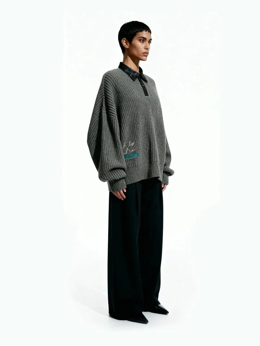Knitted Grey Sweater - view 4